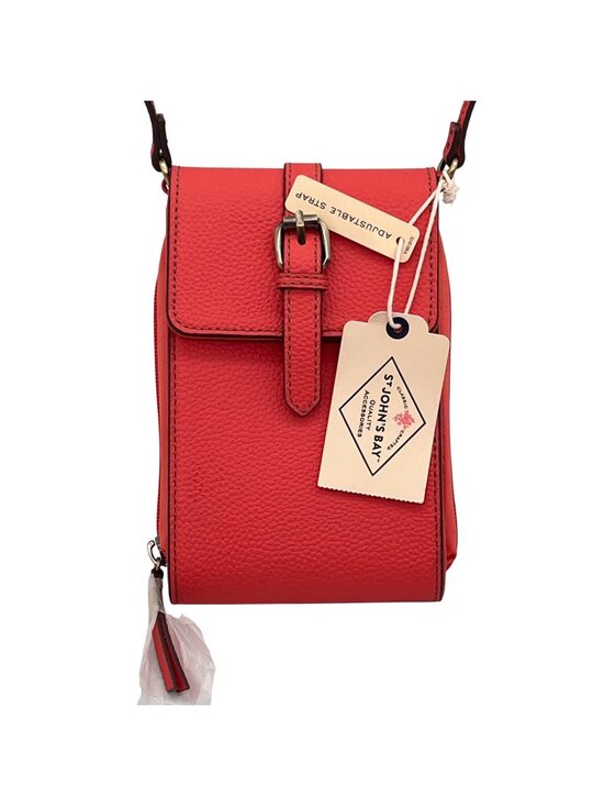 St. John's Bay Handbags - St. Johns Bay Crossbody Bag Adjustable Strap Dark Watermelon Pebbled Texture NEW